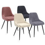 Lot de 4 chaises THALYA en velours coloris assortis crème, gris clair, gris foncé, rose avec accoudoirs