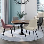 Lot de 4 chaises THALYA en velours coloris assortis crème, gris clair, gris foncé, rose avec accoudoirs