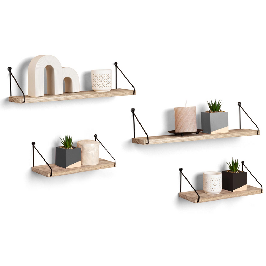 Lot de 4 étagères murales LILY style industriel