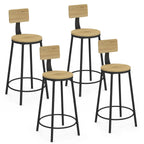 Lot de 4 tabourets de bar DETROIT à assise ronde avec dossier, design industriel