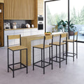 Lot de 4 tabourets de bar DETROIT avec dossier, chaise de cuisine design industriel