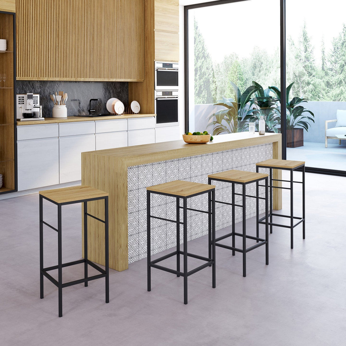 Lot de 4 tabourets de bar DETROIT design industriel
