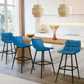 Lot de 4 tabourets de bar MADY en velours bleu