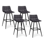 Lot de 4 tabourets de bar MADY en velours gris foncé
