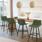 Lot de 4 tabourets de bar MADY en velours vert