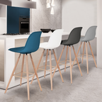 Lot de 4 tabourets de bar SARA mélange de couleurs gris foncé, gris clair, blanc et bleu canard