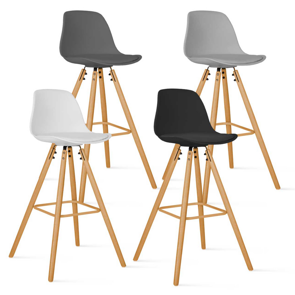 Lot de 4 tabourets de bar SARA mix coloris gris foncé, gris clair, blanc et noir