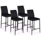 Lot de 4 tabourets ROMANE en PVC noir, design contemporain, chaises de bar rembourrées