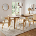 Lot de 6 chaises CAMILLE en métal effet bois et tissu beige avec accoudoirs