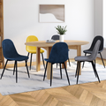 Lot de 6 chaises DALI en velours coloris assortis bleu, gris foncé, gris clair et jaune