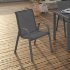 Lot de 6 chaises de jardin empilables LYMA en métal et textilène gris anthracite