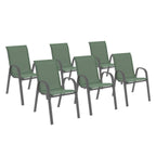 Lot de 6 chaises de jardin empilables LYMA en métal et textilène vert olive et gris