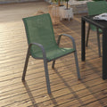 Lot de 6 chaises de jardin empilables LYMA en métal et textilène vert olive et gris
