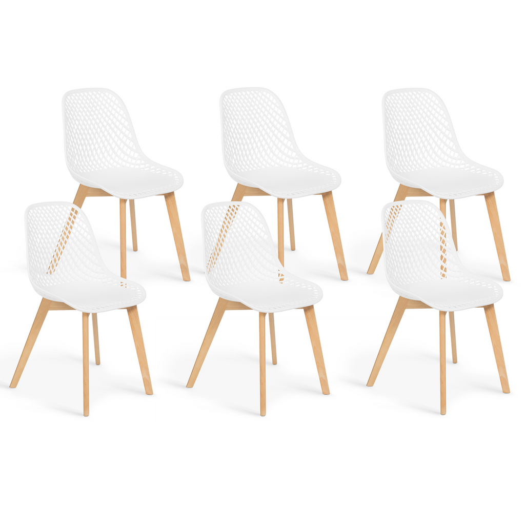 Lot de 6 chaises de salle à manger MANDY blanches