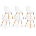 Lot de 6 chaises de salle à manger MANDY blanches