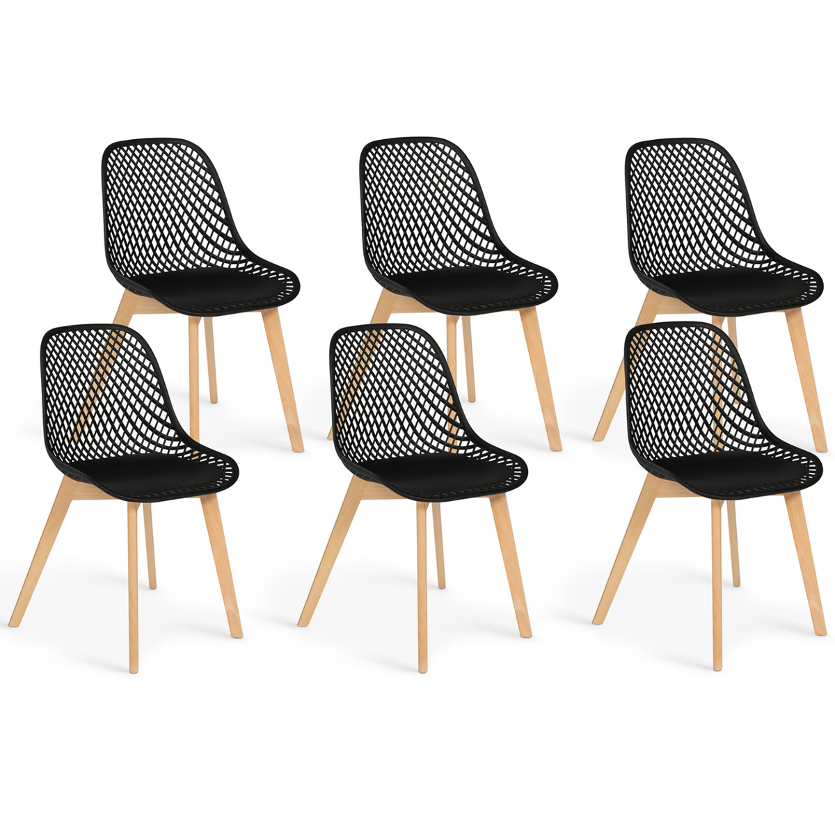 Lot de 6 chaises de salle à manger noires MANDY