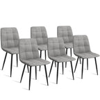 Lot de 6 chaises MILA en velours gris clair pour salle à manger