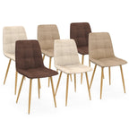 Lot de 6 chaises MILA en velours coloris assortis taupe x2, beige x2, marron x2 et pieds effet bois pour salle à manger