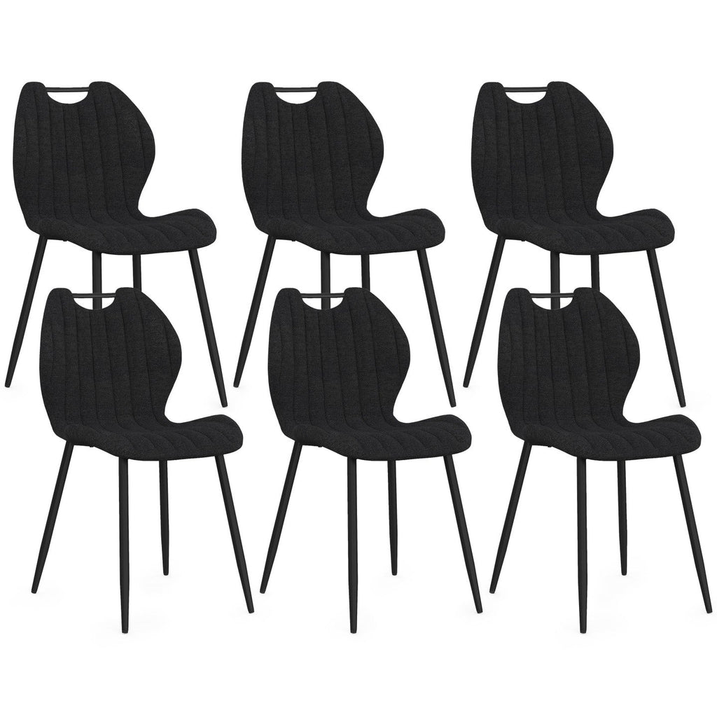 Lot de 6 chaises PIO avec poignée en tissu éponge noir