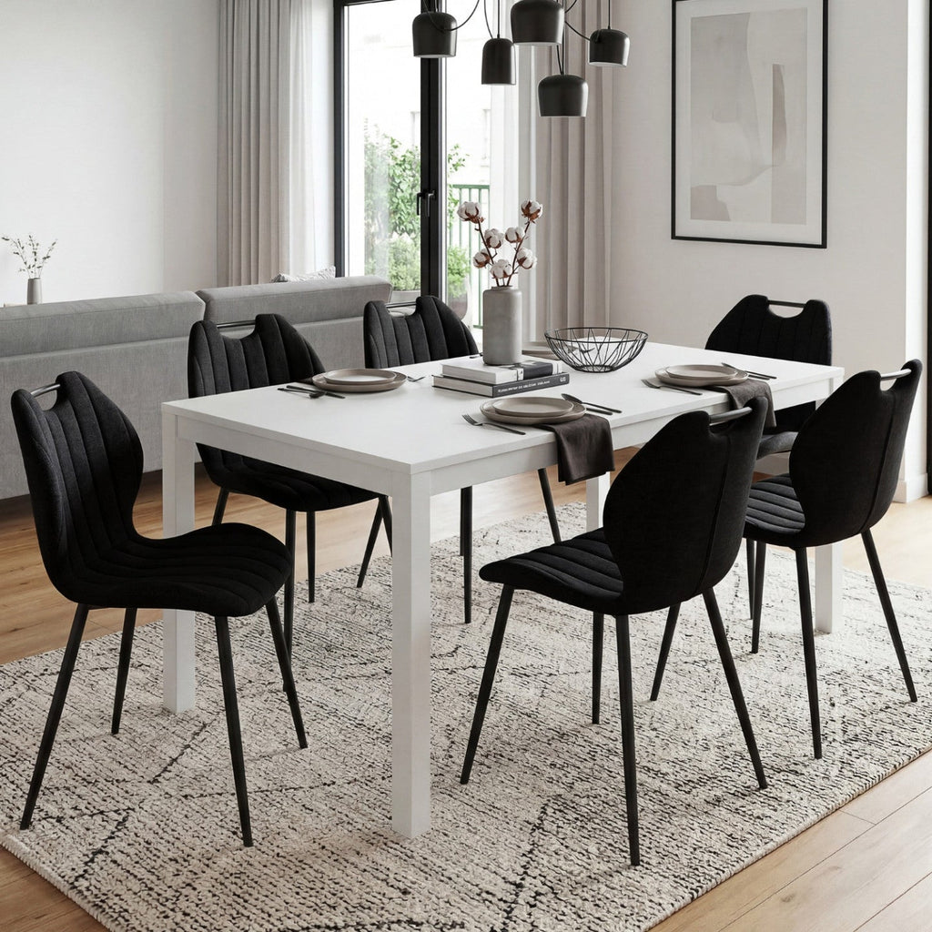 Lot de 6 chaises PIO avec poignée en tissu éponge noir