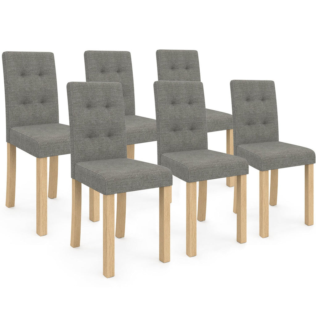 Lot de 6 chaises de salle à manger capitonnées grises POLGA