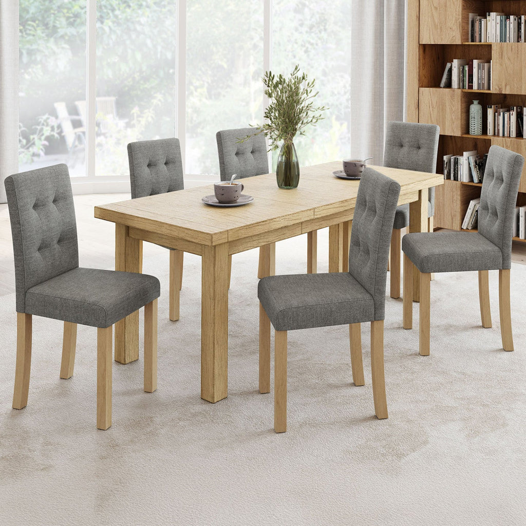 Lot de 6 chaises de salle à manger capitonnées grises POLGA
