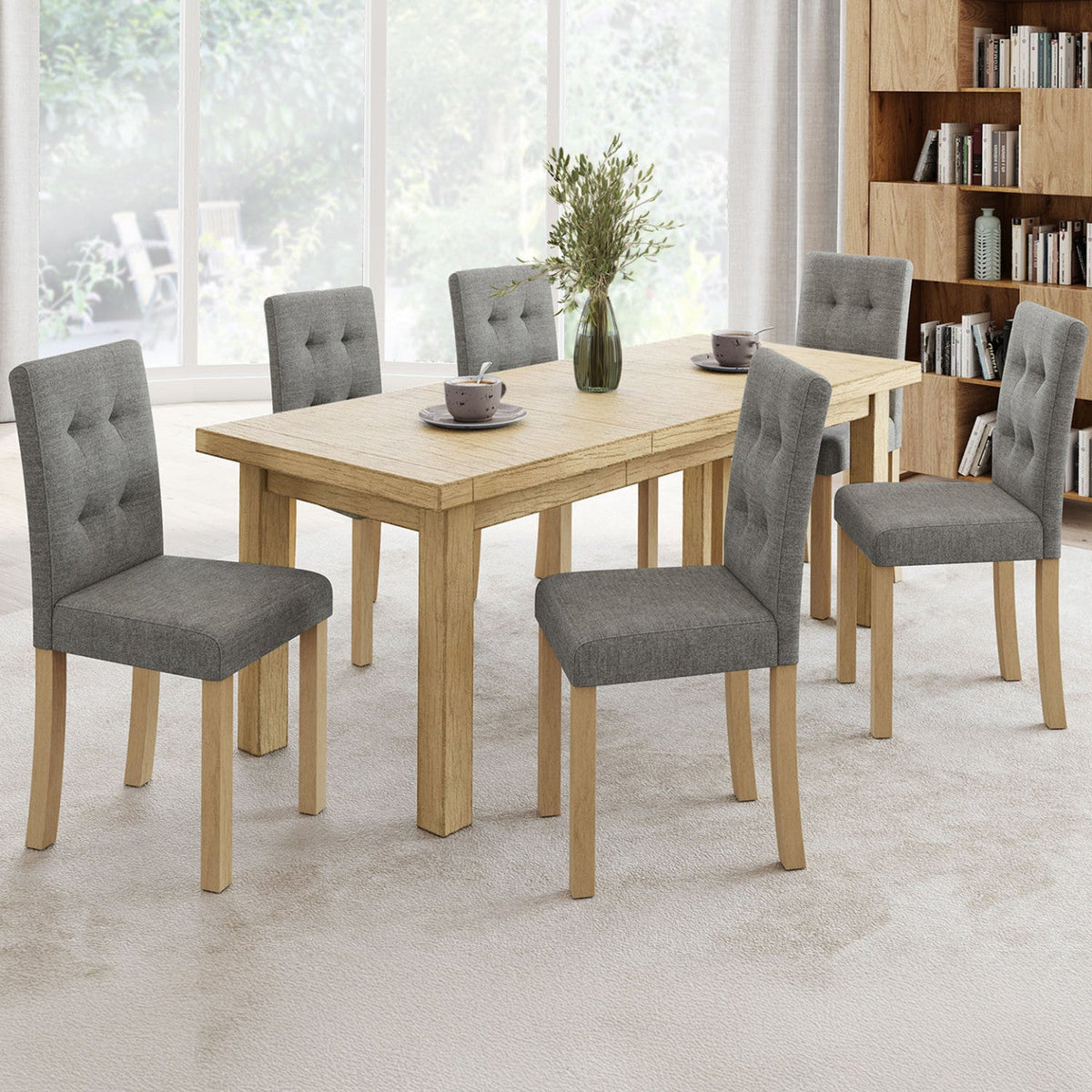 Lot de 6 chaises de salle à manger capitonnées grises POLGA