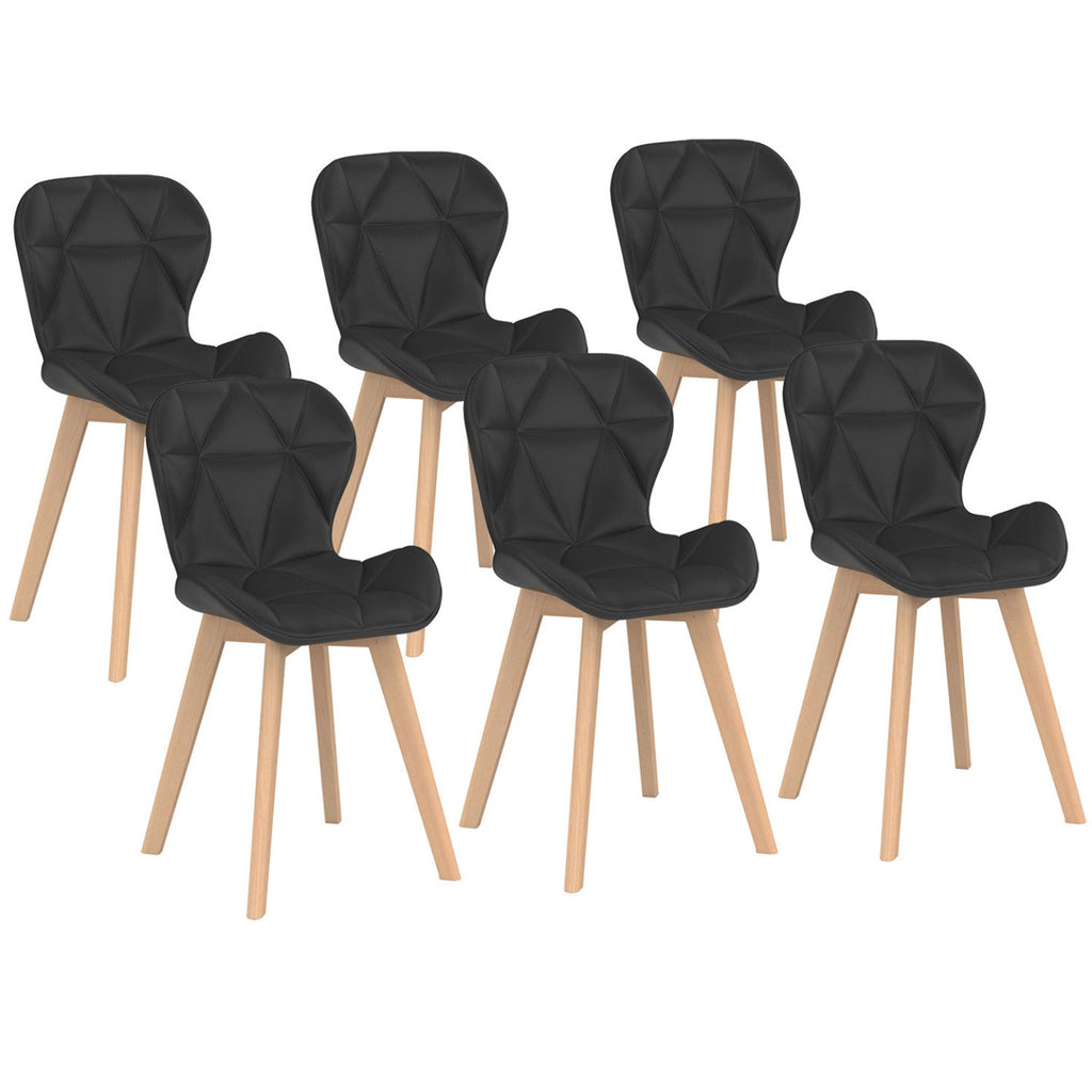 Lot de 6 chaises de salle à manger ROBINE en PU noir