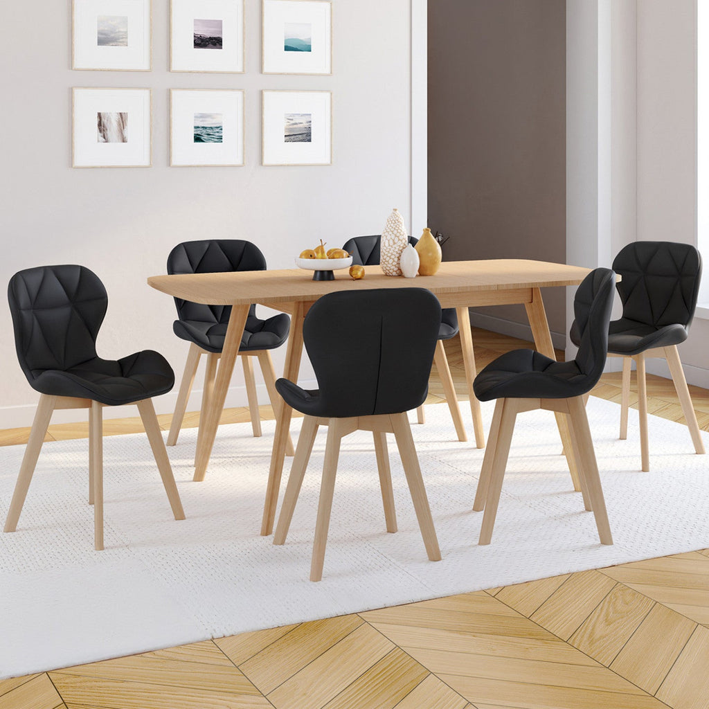 Lot de 6 chaises de salle à manger ROBINE en PU noir