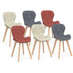 Lot de 6 chaises ROBINE en tissu mix coloris gris foncé x2, terracotta x2, beige x2