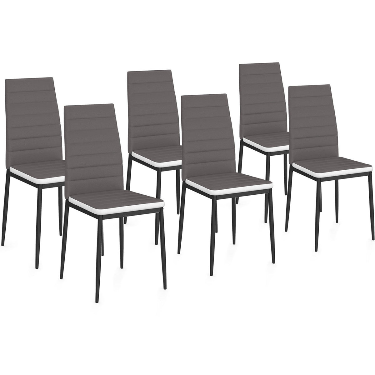 Lot de 6 chaises ROMANE grises avec bandeau blanc pour salle à manger