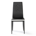 Lot de 6 chaises ROMANE noires à bandeau blanc avec strass pour salle à manger