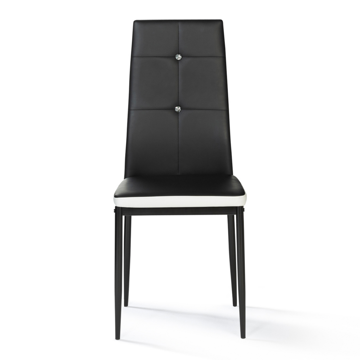 Lot de 6 chaises ROMANE noires à bandeau blanc avec strass pour salle à manger
