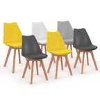 Lot de 6 chaises scandinaves SARA mix coloris gris clair, blanc, gris foncé x2, jaune x2