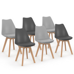 Lot de 6 chaises scandinaves SARA mix coloris gris foncé x3 et gris clair x3