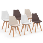 Lot de 6 chaises scandinaves SARA mix coloris taupe, beige et blanc