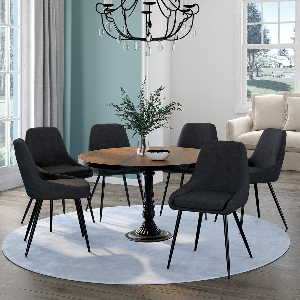 Lot de 6 chaises THALYA en velours noir avec accoudoirs