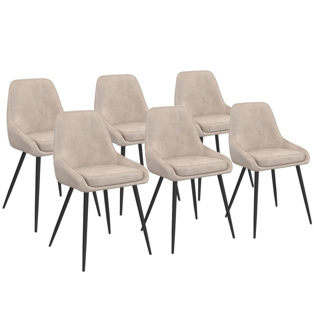 Lot de 6 chaises THALYA en velours taupe avec accoudoirs
