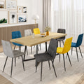 Lot de 8 chaises MILA en velours coloris assortis : bleu x2, gris foncé x2, gris clair x2, jaune x2