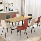 Lot de 8 chaises MILA en velours mix coloris terracotta x3, gris foncé x2 et beige x3