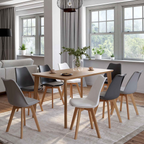 Lot de 8 chaises scandinaves SARA mix coloris blanc x2, gris clair x2, gris foncé x2, noir x2