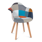 Lot de 2 chaises de salle à manger scandinaves, fauteuils de table SARA motifs patchwork multicolores