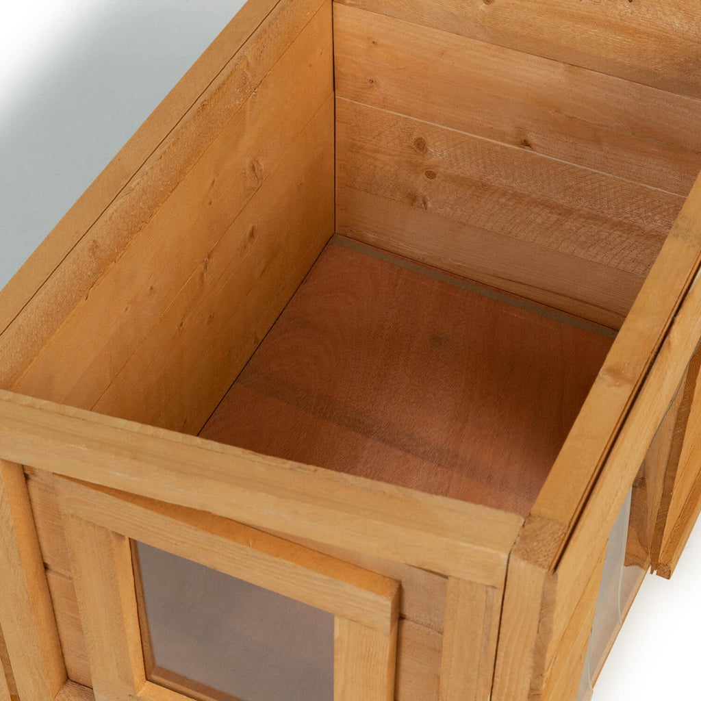 Niche pour chat en bois avec porte à lamelles basculantes