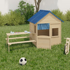 Maisonnette enfant en bois ODYSSEY, cabane de jeux extérieure avec table de pique-nique intégrée