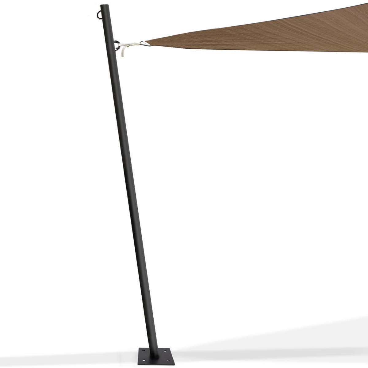 Mât de fixation pour voile d'ombrage H. 220 cm, poteau et base en acier