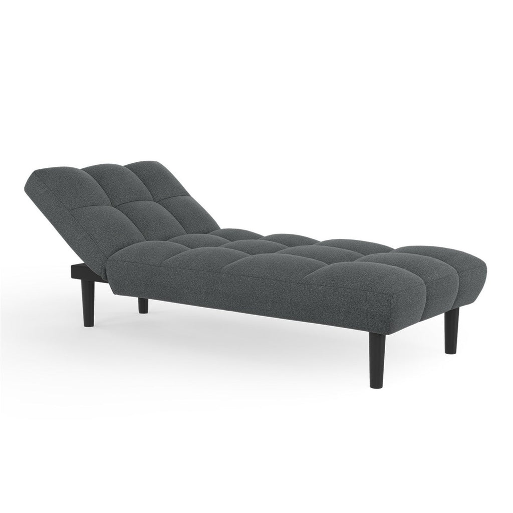 Méridienne convertible capitonnée SALOME 80 x 180 cm en tissu gris anthracite