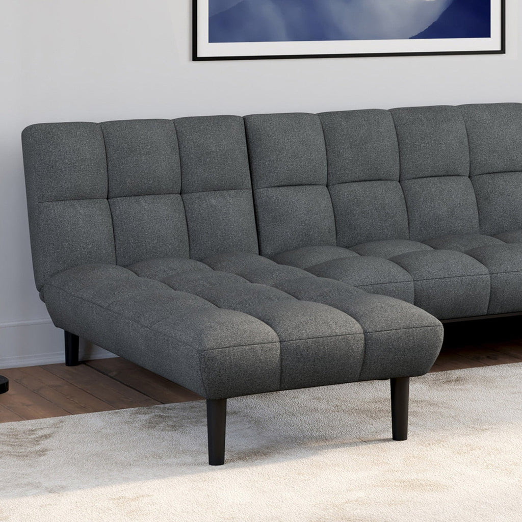 Méridienne convertible capitonnée SALOME 80 x 180 cm en tissu gris anthracite