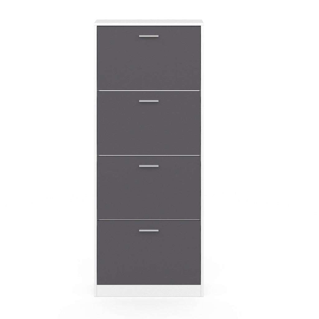 Meuble à chaussures 24 paires KLARK blanc 4 portes gris clair