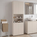 Armoire colonne de salle de bain TOMI 4 portes 2 niches bois beige