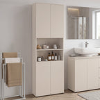 Armoire colonne de salle de bain TOMI 4 portes 2 niches bois beige